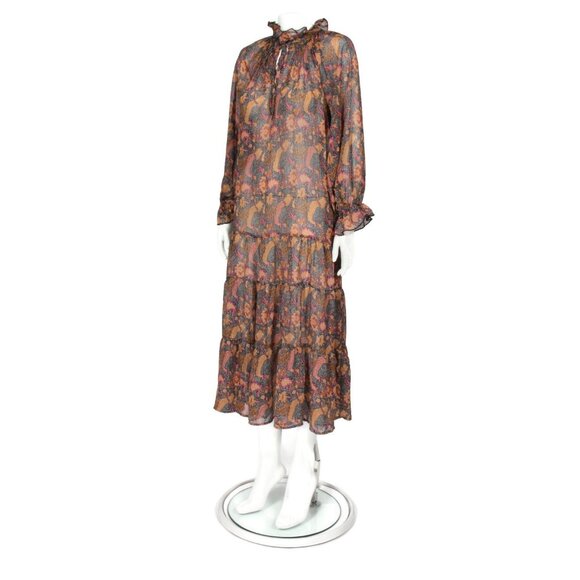 MELLODAY Floral Chiffon Maxi Dress Long Sleeve Boho Fall Fashion Women’s XS /595 - Picture 3 of 7